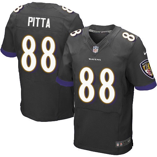 Men's Elite Dennis Pitta Nike Jersey Black Alternate - #88 NFL Baltimore Ravens